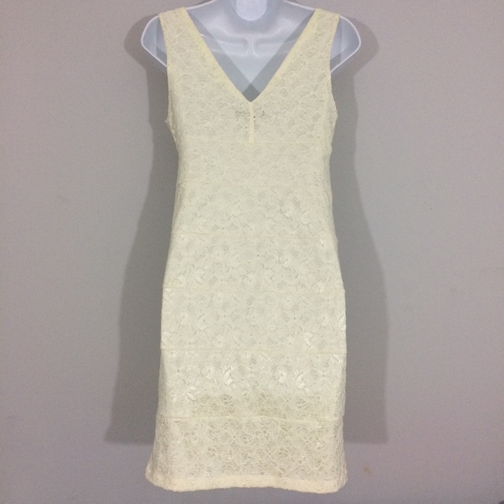 Valerie Bertinelli Sz 6 Ivory Floral Lace Dress - Picture 4 of 6